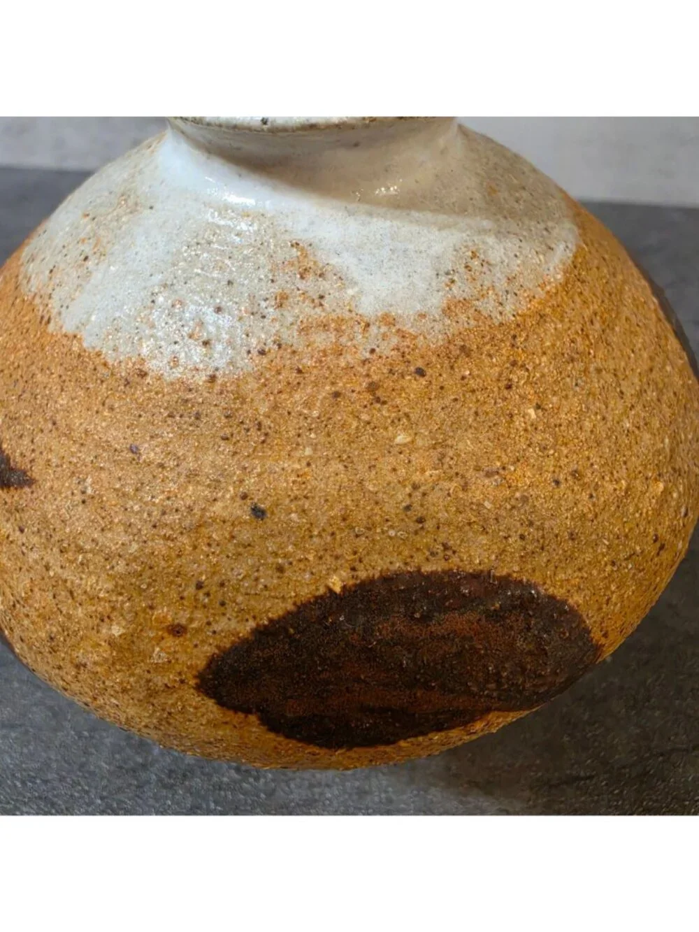 Vintage Mid Century Studio Pottery Weed Pot Vase Signed Mayer Shino Glaze 4”